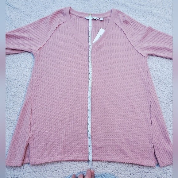 NWT Calvin Klein Pink Waffle Knit Thermal Top - Picture 15 of 16